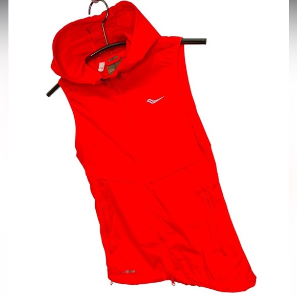 SAUCONY RUN SHIELD VIZI PRO LIGHTWEIGHT ZIP HOODED NEON BREEZE VEST, SIZE XS - Picture 4 of 15